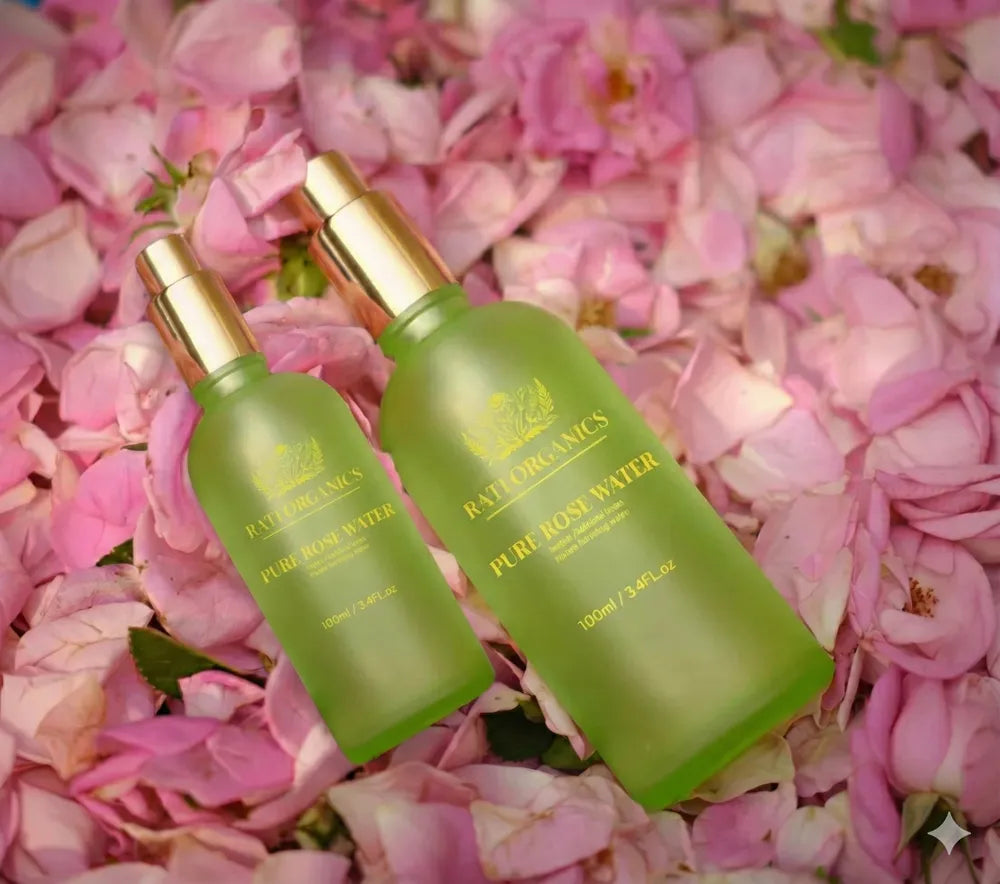 Combo of Rati Organics प्राकृतिक गुलाब जल | Natural Rose Water | 100mL x 2